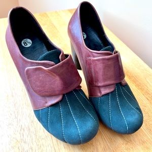 Brown leather, black suede heels from Chie Mihara, size 8.5/EU 38.5